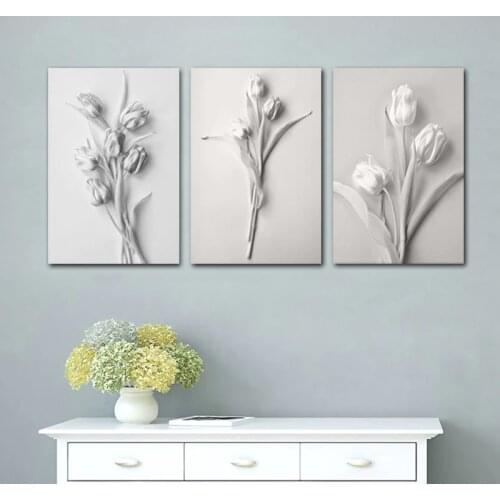 Vintage Poster Canvas Painting 3D Flower Embossed Wall Pictures for Living Room Canvas Art Print Black and White Nordic Posters