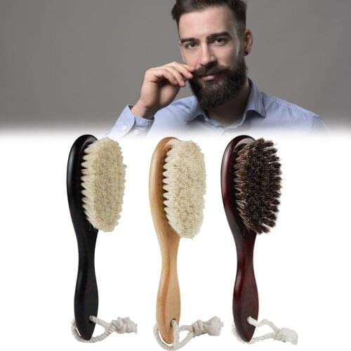 High Quality Soft Boar Bristle Wood Beard Brush Hair Tip cleaning Brush Hairdresser Shaving Tool Men Mustache Comb Kit