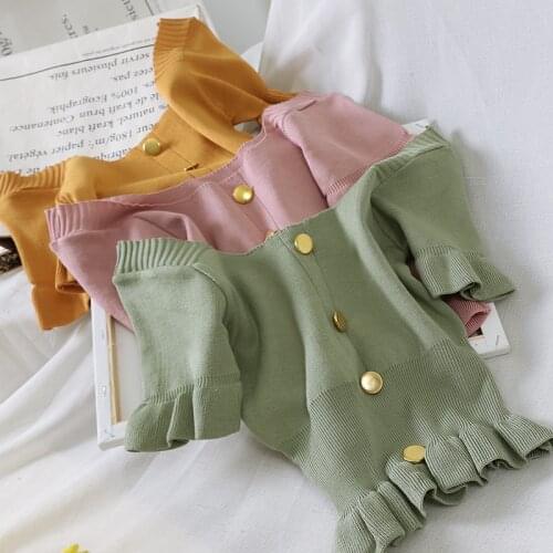 HELIAR Shlouder Off Buttoned Up T-shirt Women Summer Short Sleeve Casual Street Knitted Top Female TEES For Women 2020 Summer