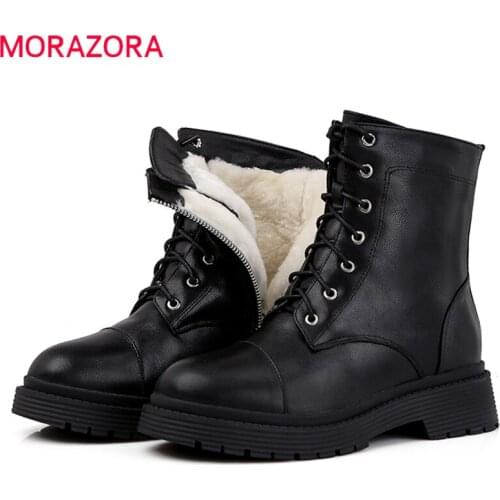 MORAZORA 2021 New arrival snow boots genuine leather ankle boots comfortable keep warm women brand boots ladies shoes