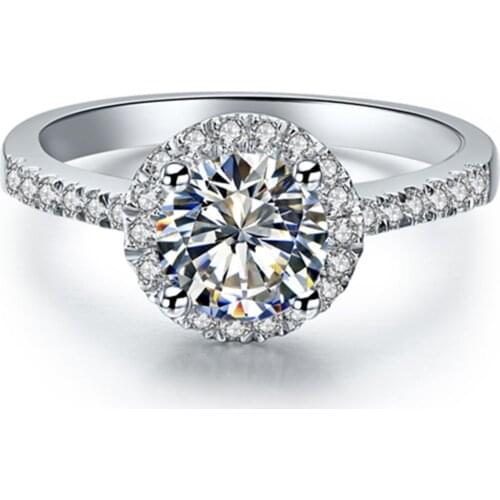 Test Positive Silver Ring Heart PatternMoissanite 0.5CT Diamond Ring for Women Engagement Female Silver Ring Wedding Gold Stamp