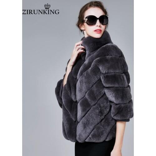 ZIRUNKING Rabbit Fur Coats