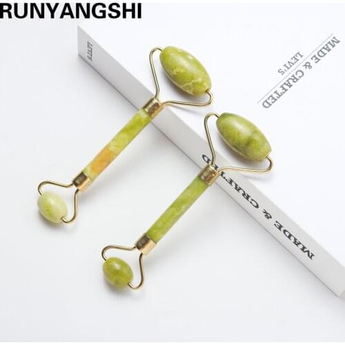 1PC Natural Crystal Healing Stone Xiuyu Face Massager Guasha Green Jade Roller Scraper Facial Skin Care Tools Roller
