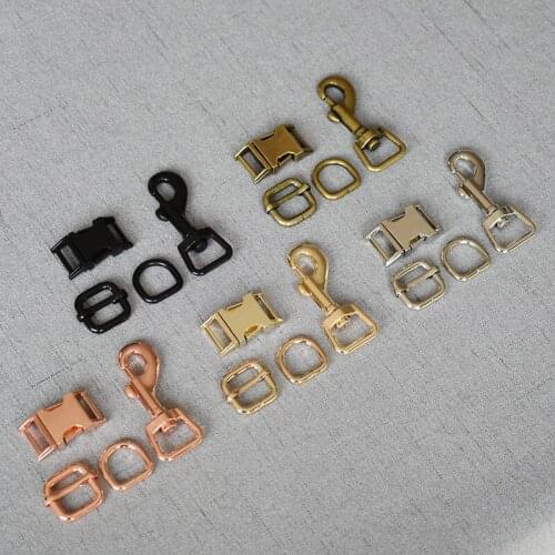 10 set 15mm Metal hardware D ring belt straps slider side release buckle spring hook for dog collar leash harness accessories