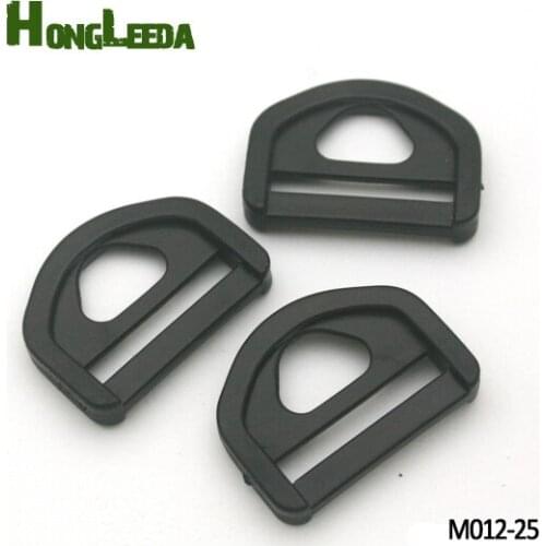 100pcs 25mm 1inch black KAM adjustable buckles plastic slider buckle for backpack webbing straps M012-25