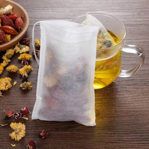 100pcs/Pack Disposable Non-Woven 7*9/10*12cm Tea Filter Bags Tea Infuser Bags Drawstring Paper Empty Tea Bags for Loose Tea