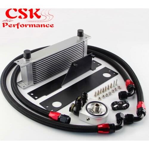 13 Row AN10 Racing Engine Oil Cooler Kit Fits For 01-05 Subaru Impreza WRX/STi Black / Silver