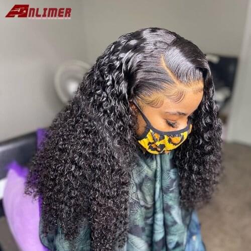 180% Density 13x4 Kinky Curly Lace Front Human Hair Wigs For Women Human Hair Wig 4x4 Closure Wig Pre plucked Brazilian Hair