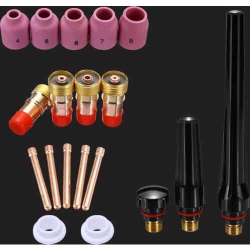 Tig Welding Torch accessories For WP-17/18/26 Tig collet body gas lense SR17 SR18 SR26 back cap welding kit alumina cup nozzle