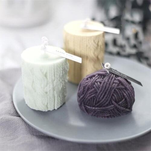 3D Knitted Cylinder Silicone Candle Molds DIY Wool Ball Shape Candle Making Mold Gypsum Aromatherapy Decor Handmade Soap Mould