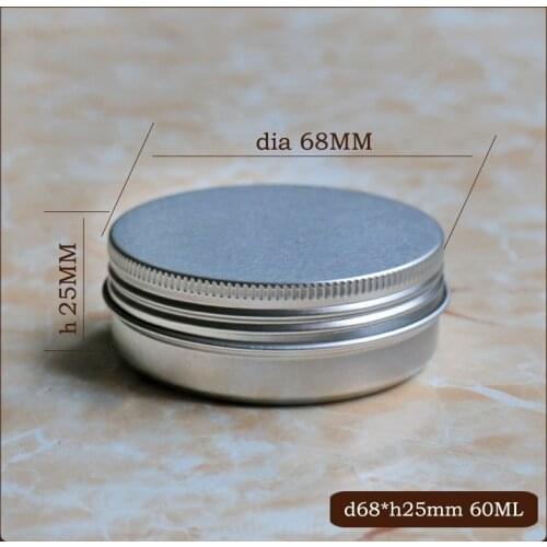 50pcs/lot 60g Aluminum Cosmetic Jar 68mm diameter Cream Pot Inner Lid 60ml Eyes Lip Balm Mask Tin Ointment Hand Cream Box