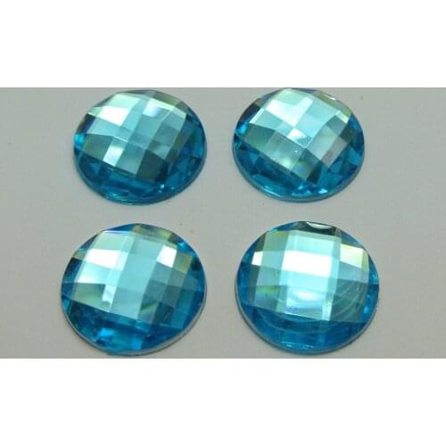 50 Blue Acrylic Flatback Rhinestone Round Gem Beads 20mm No Hole