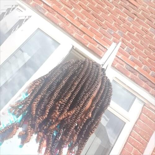 8 Inch Synthetic Crochet Hair 110g Fluffy Ombre Spring Twist Kanekalon Pre Stretched Braiding Hair Extensions For Black Women