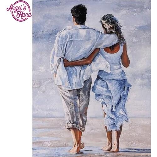 Full square diamond 5D DIY diamond embroidery beach couple diamond painting Cross Stitch Rhinestone mosaic home decoration