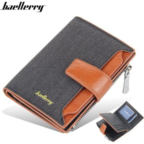 Baellerry New 2021 Wallet Men Slim Credit Card Holder Mini Multi Card Case Slots Canvas Zipper Buckle Short Purse Korean Wallets