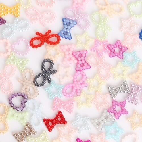 100pcs Flatback Hollow Heart Star Imitation Pearls Garment Beads For Sewing Scrapbook Decoration DIY Clothing Accessories