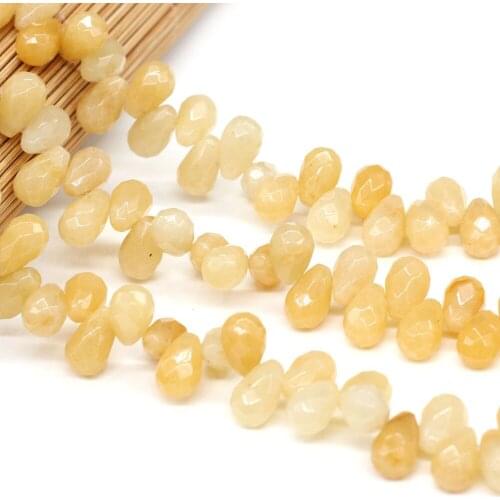 44pcs Small Faceted Beads Natural Stone Bead Round Water Drop Shape for Jewelry Making Necklace DIY Bracelet Accessories 6x9mm