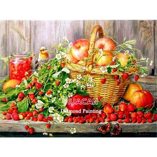 Flowers Fruit DIY 11CT Embroidery Cross Stitch Kits Craft Needlework Set Printed Canvas Cotton Thread Home Wholesale