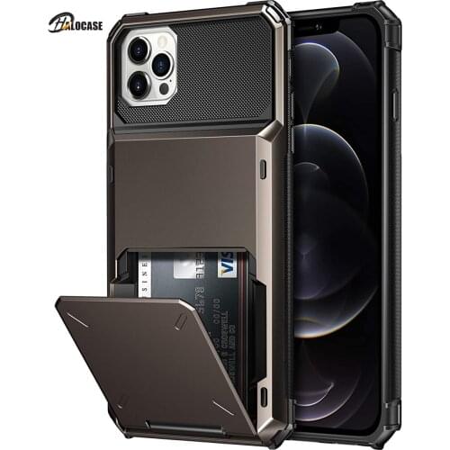 Business Armor Slide Wallet Card Slots Holder Cover for iPhone 12 Mini 12 11 Pro Max 7 8 Plus X XS Max SE 2020 Case Phone Cases