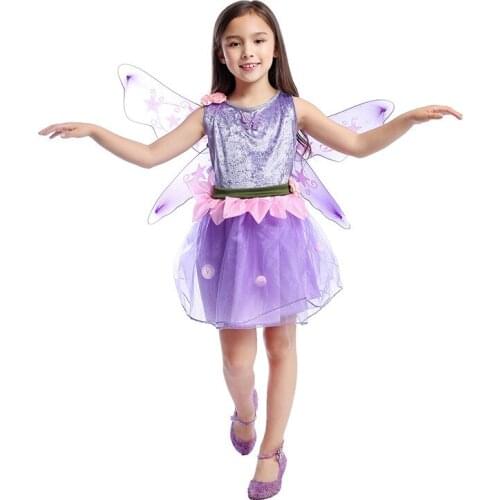Disney Princess Purple Butterfly Fairy Dress Up Kids Halloween Theme Party children kids cosplay Costume