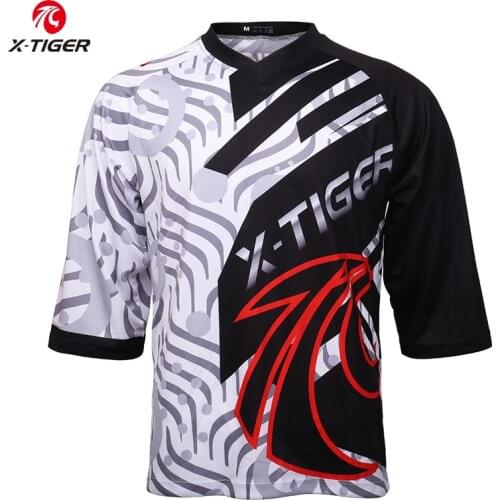 X-Tiger Anti-sweat Medium Sleeve Breathable Jersey Bicycle Cycling Clothes Summer Quick-Dry Downhill Jersey Racing Bike DH Shirt