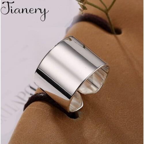 JIANERY Romantic Silver Color Smooth Rings For Women Bohemian Vintage Jewelry Adjustable Size Finger Rings
