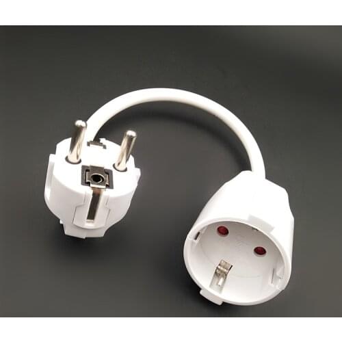 White 0.5M EU German plug socket extension power cable IEC320 16A 250V male to female server power cord 0.75 square