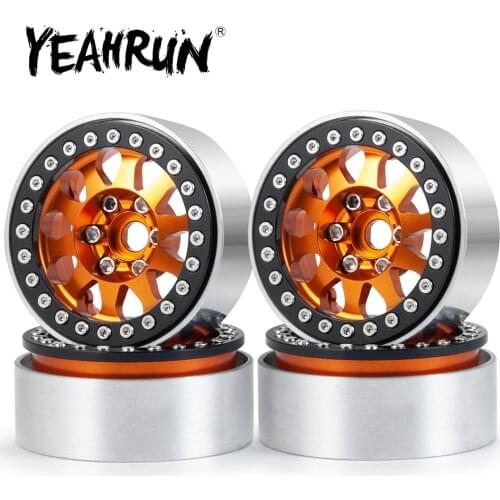 YEAHRUN Orange 1.9 inch Metal Alloy Beadlock Wheel Rim for Axial SCX10 90046 1/10 Scale RC Rock Crawler Car Truck Parts