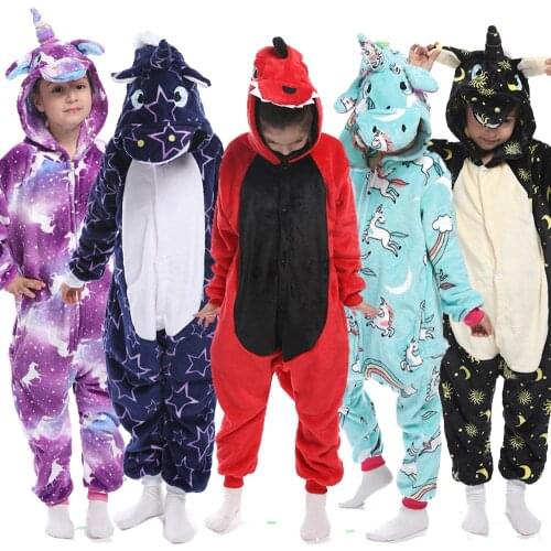 Kigurumi Children Licorne panda Pajama Unicorn Sleepwear Winter Kids Onesies Childrens Pajamas Boy Girls Unicorn Flannel Pajama