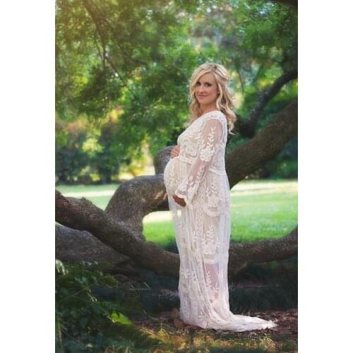 Long sleeve lace Maternity Dress For Photo Shoot Maternity Photography Props Pregnancy Dress Fishtail Pregnancy Clothing