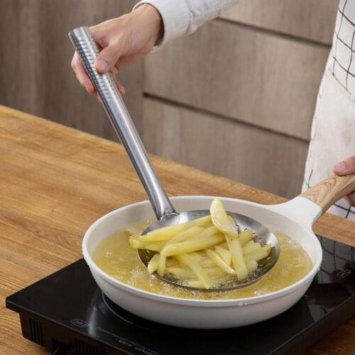 Stainless Steel Kitchen Oil Colander Drain Strainer Large Spoon Noodle Colander Kitchen Skimmer Oil-Frying Cooking Accessories