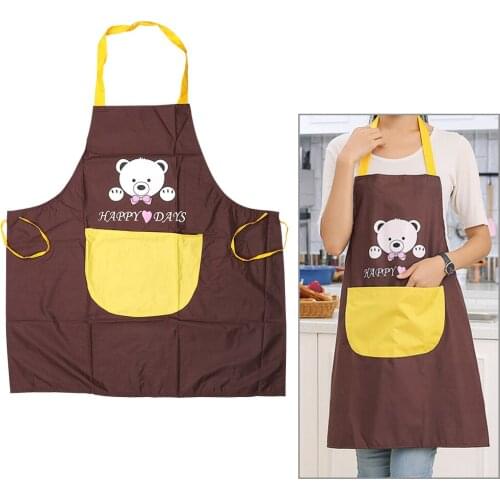 Kitchen Apron Pockets Cartoon Bear Microfiber PVC Sleeveless Aprons for Men Women Home Cleaning Tools 69*72cm