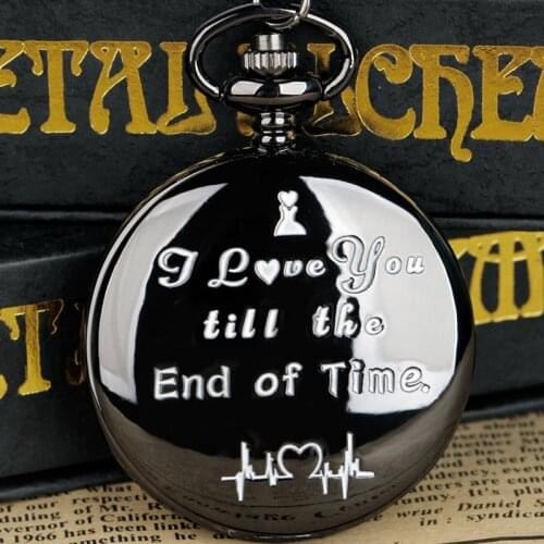 Quartz Pocket Watch Women Men Creativity Text I Love You Romantic Best Gifts For Girlfriend Wife Husband Souvenir