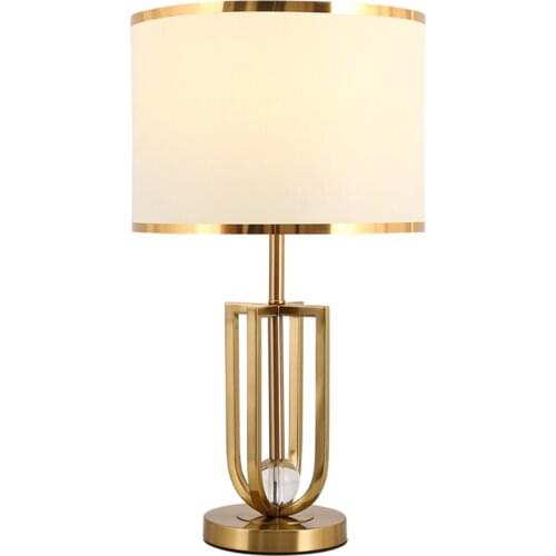 Nordic metal gold bedroom table lamps modern led study home bedside lamp bedside table fabric desk lights deco fixtures lighting