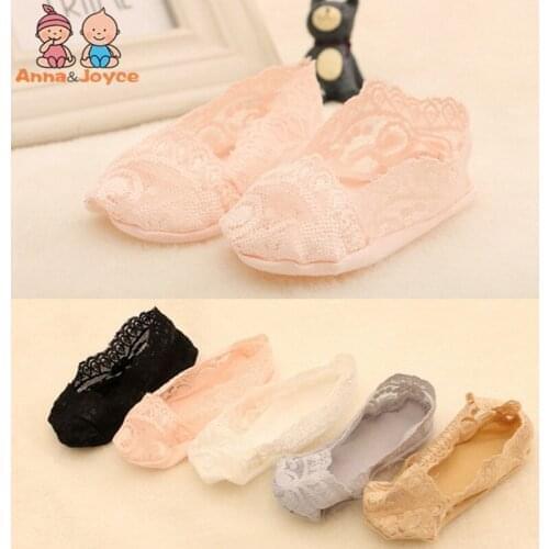 5pairs/lot Baby Girl Lace Socks Shallow Mouth Invisible Traceless Elastic Boat Focks Feet Slip Silicone TWS0179