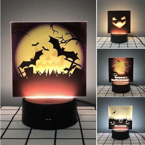 New Led Lamps Halloween Pumpkin Bats Lamp Pattern Night Light Scene Lighting Arrangement Props Night Decoration DIY Decorations