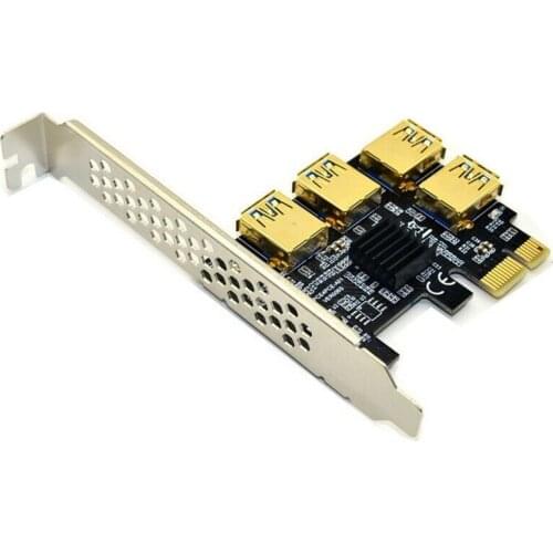 New 4-Port Pcie Riser Adapter Board Pci-E 1X to 4 USB 3.0 Pci-E Rabbet Gpu Riser Extender Ethereum Eth/Monero (2-Pack)