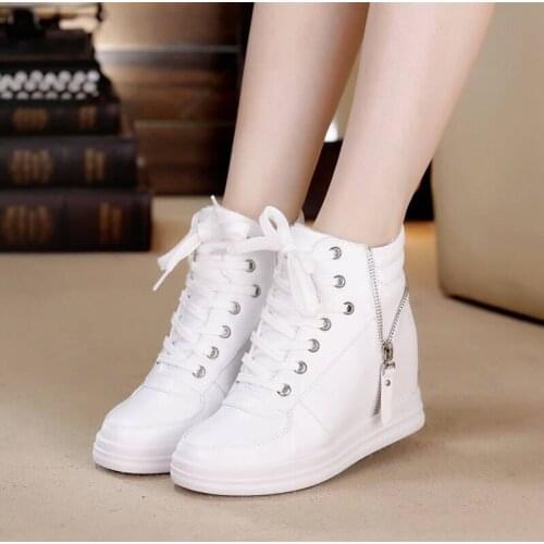 7CM Wedges Shoes Sneakers High Top Woman Trainers Sport Shoes Women 2020 New Platform Wedge Sneakers Gold Sapatilhas Plataforma