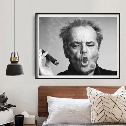 Poster Jack Nicholsons Cigar Canvas Painting Black and White Prints Cuadros Wall Art Picture for Living Room Home Decor
