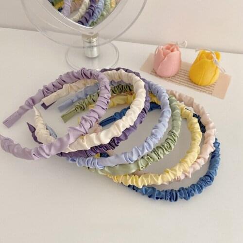 Satin Pleated Headband for Women Solid Hairbands Bezel Turban Girls Hair Accessories Hair Band Head Hoop Headwear