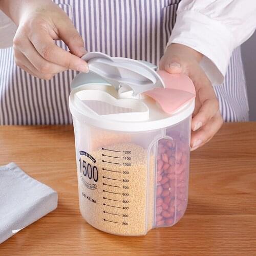 New Grain Storage Tank Plastic Compartment Storage Tank Kitchen Household Food Sealed Beans Beans Storage Box Container