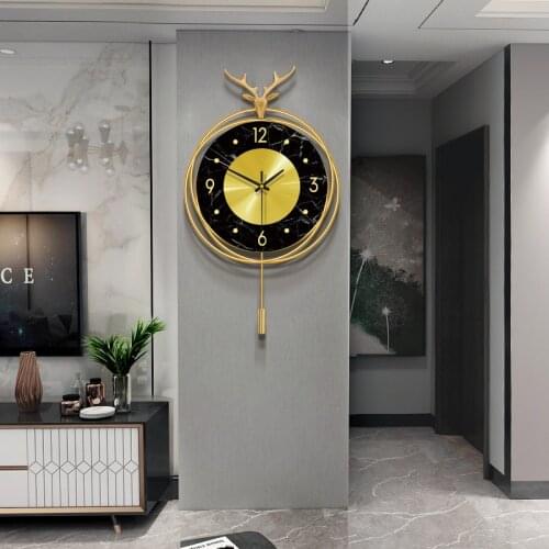 Nordic luxury style clock, living room bedroom fashion creative deer head wall clock home decoration personality clock