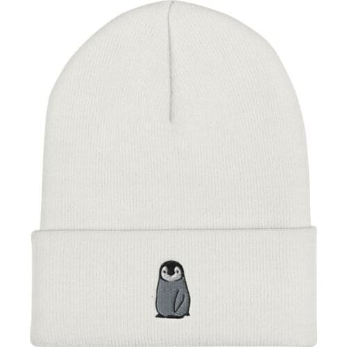 Embroidery Penguin Cartoons Skullies Beanies Solid Color Knitted Beanies Hat Winter Warm Ski Hats Men Women Skullies Caps Soft