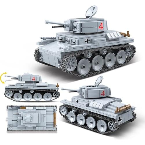 BZDA WW2 Tank Germany Arme LT-38 Light Tank Building Blocks WW2 Military Tank Soldier Model Bircks For Boys Toys Birthday Gifts