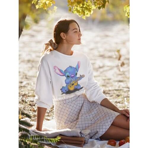 Disney Animation Lilo Stitch Women Hooded Pullover Exquisite Print Top Brands Clothing Sweatshirts Streetwear Fashion Design