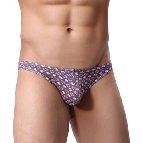 Fashion Flower Print Low Rise Briefs Breathable Men Underwear Elastic Underpants