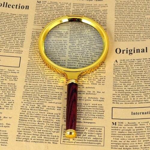 Magnifier Glass Magnifying 6X Cool Handheld Portable Retro Fashion 90mm Jewelry Loupe Reading Magnifying Glass With WoodenHandle