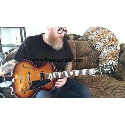 Grote high-quality electric guitar, semi-hollow guitar, red paint, rose wood fingerboard, chrome-plated accessories, package fre