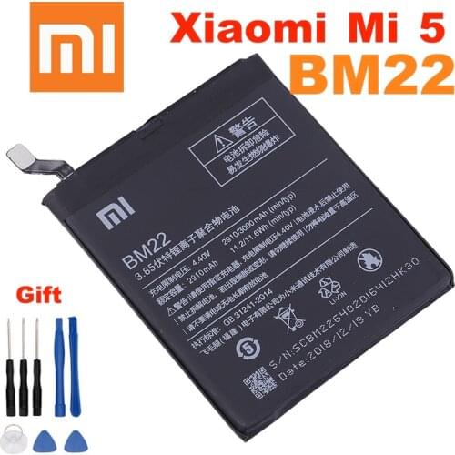 Xiao mi 100% Original BM22 3000mAh Battery For Xiaomi Mi 5 Mi5 M5 BM22 High Quality Phone Replacement Batteries+ free tools