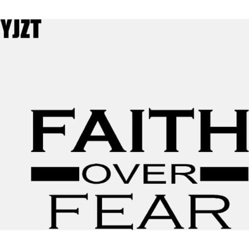 YJZT 13.3CM*7.6CM FAITH OVER FEAR VINYL DECAL CHRISTIAN GOD JESUS CAR STICKER Black/Silver C3-1400